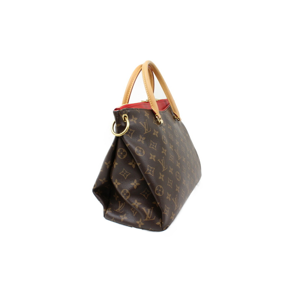 Louis Vuitton Canvas Calfskin Cerise Leather Red Monogram Handbag Pallas Red Bag
